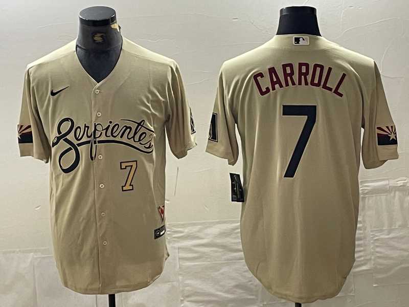 Mens Arizona Diamondbacks #7 Corbin Carroll Number 2021 Gold City Connect Cool Base Stitched Jersey->arizona diamondbacks->MLB Jersey